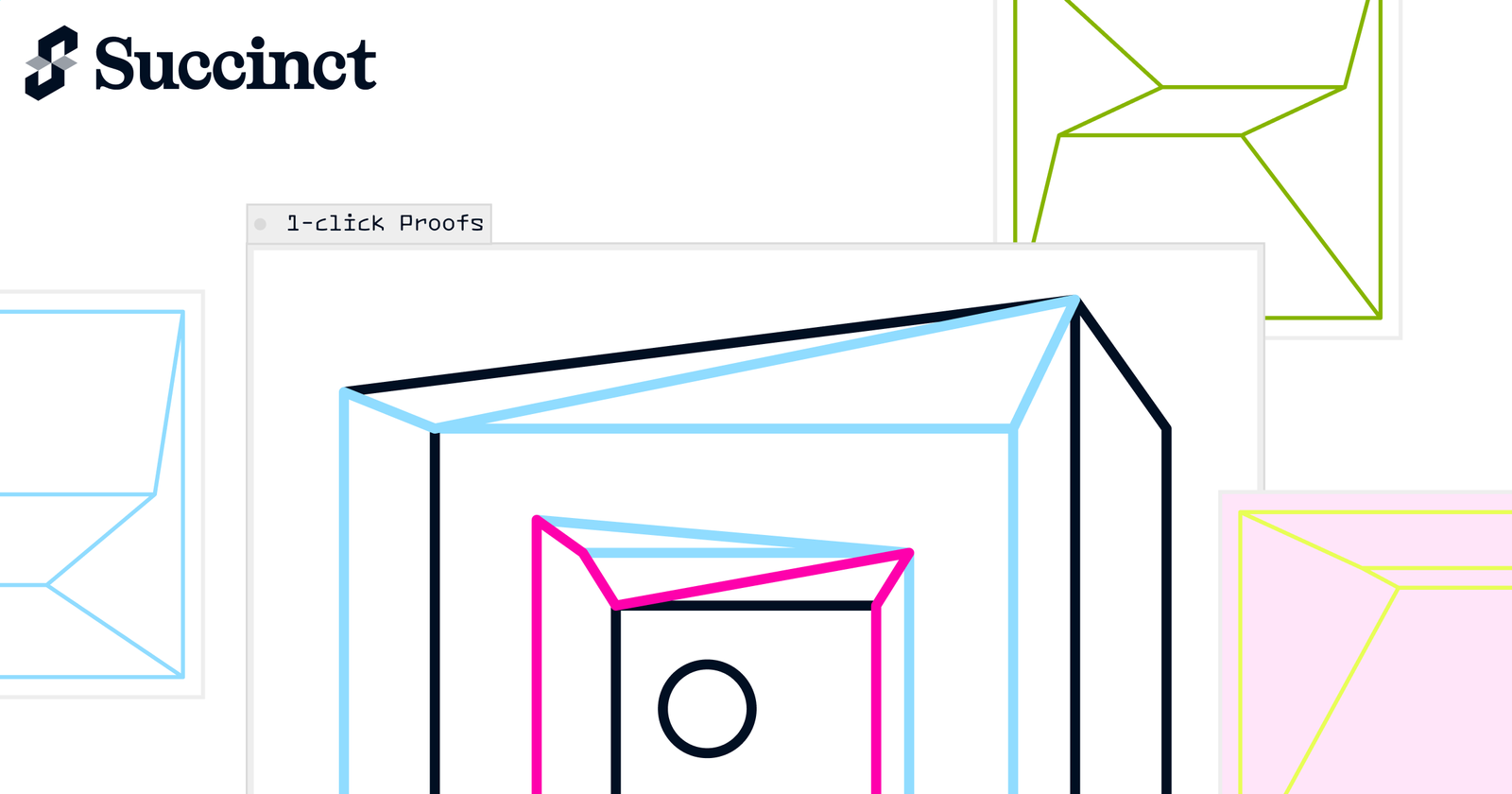 Succinct wordmark and geometric windows labeled 1-click Proofs
